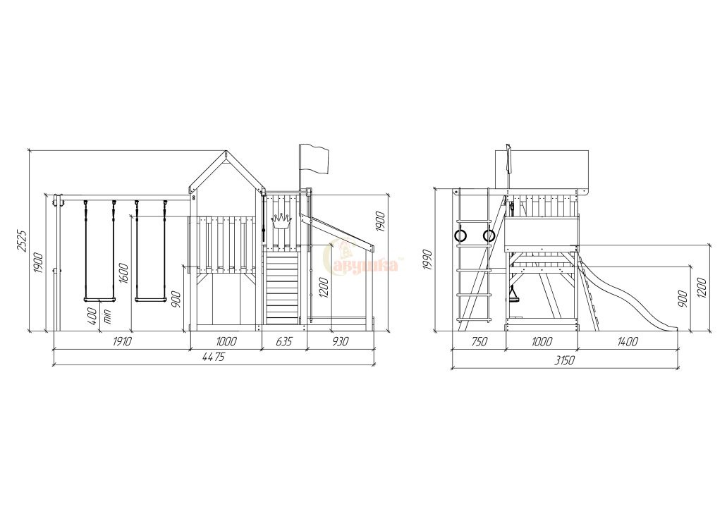 Детская площадка Савушка TooSun 3 с песочницей